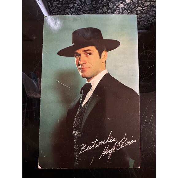 Vintage 1959 Hugh OBrian Fan Postcard Signed Photo With Wyatt Earp Bio Dexter Pr - Picture 2 of 13